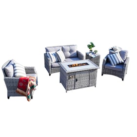 Moda Furnishings Gray 5pc Outdoor Gas Fire Pit Conversation Set