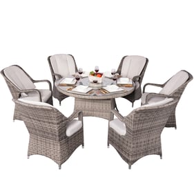 Moda Furnishings Gray Wicker 7pc Patio Dining Set