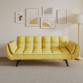 Moda Furnishings Yellow Sofa Bed with Throw Pillows