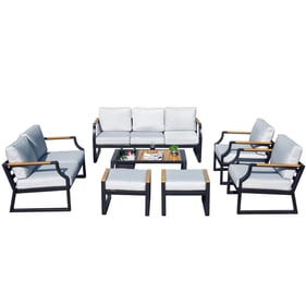 Moda Furnishings Black 7pc Patio Conversational Sofa Set with Drink Cooler ...