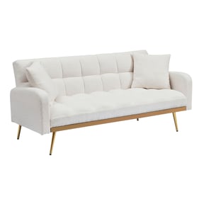 Moda Furnishings Beige Sofa Bed with 3 Throw Pillows