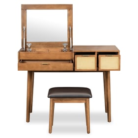 Moda Furnishings Brown Makeup Vanity Set