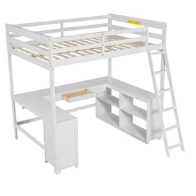 Moda Furnishings White Full Loft Bed