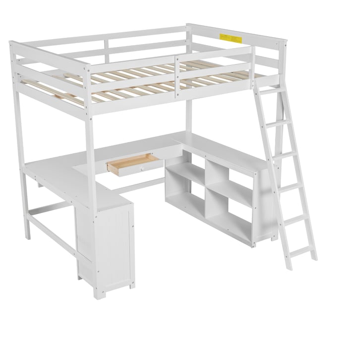 Moda Furnishings White Full Loft Bed MODA-MD-GX001039AAK