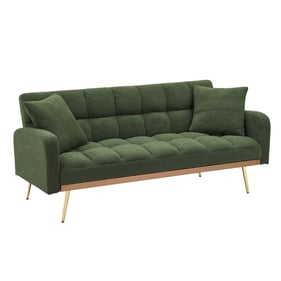 Moda Furnishings Green Sofa Bed with 5 Throw Pillows