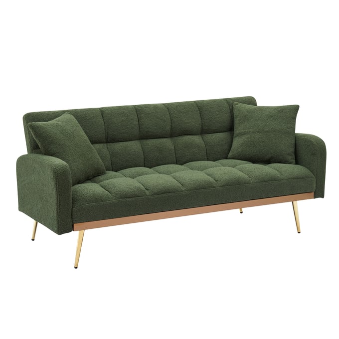 Moda Furnishings Green Sofa Bed with 5 Throw Pillows MODA-MD-W1658130602