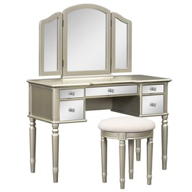 Moda Furnishings Gold 43 Inch Vanity Table Set