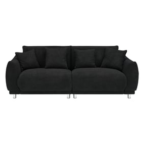 Moda Furnishings Black Sofa with Four Throw Pillows