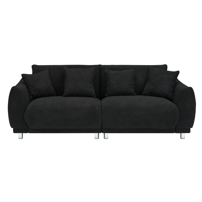 Moda Furnishings Black Sofa with Four Throw Pillows MODA-MD-W1658S00021