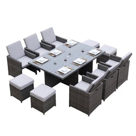 Moda Furnishings Skye Gray 11pc Dining Set with Cushion