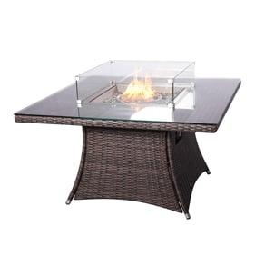 Moda Furnishings Brown Outdoor Garden Gas Firepit Table