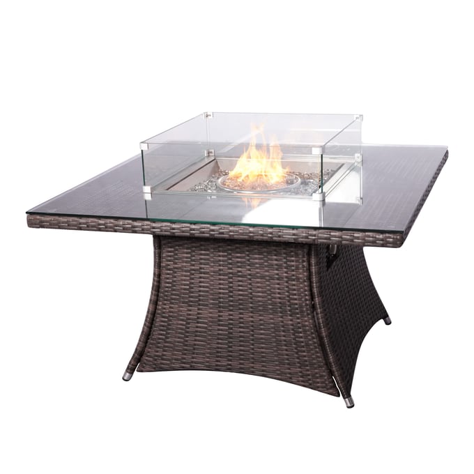 Moda Furnishings Brown Outdoor Garden Gas Firepit Table MODA-PAG-1104-T