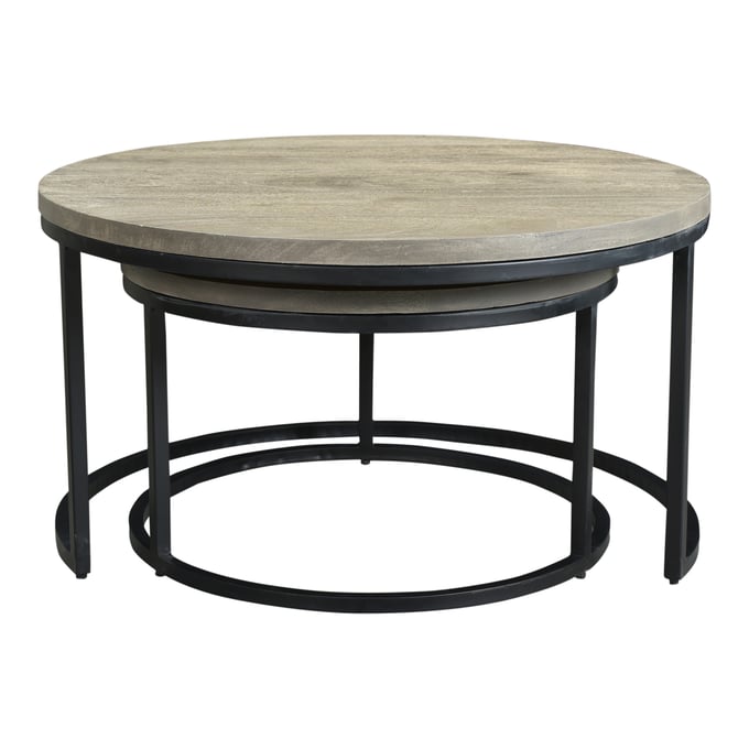 Moes Home Drey Grey Round 2pc Nesting Coffee Table MOE-BV-1011-15