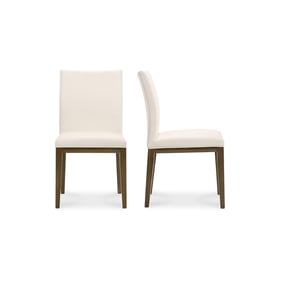 2 Moes Home Frankie White Brown Leather Dining Chairs