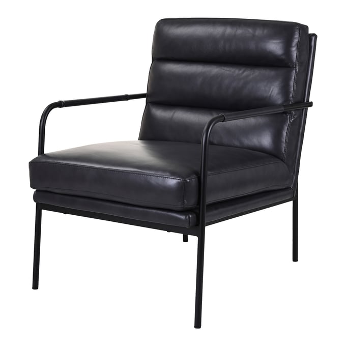 Moes Home Verlaine Raven Black Leather Chair MOE-EQ-1013-02