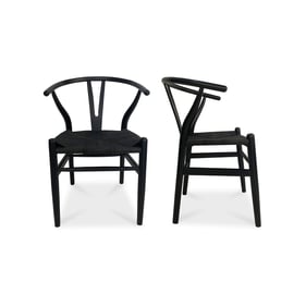 2 Moes Home Ventana Black Solid Elm Wood Dining Chairs