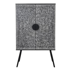 Moes Home Sunburst Black Charcoal MDF Iron Wine Cabinet