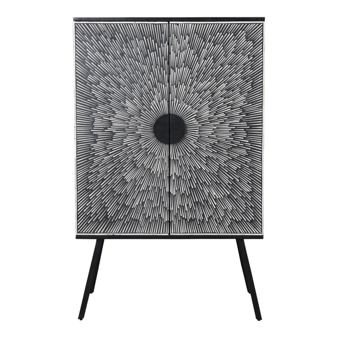 Moes Home Sunburst Black Charcoal MDF Iron Wine Cabinet MOE-GZ-1120-02-0