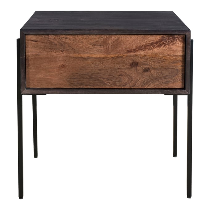 Moes Home Tobin Brown Charcoal Wood Square Side Table MOE-JD-1002-12