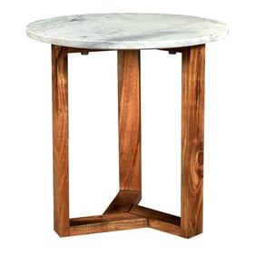 Moes Home Jinxx White Marble Natural Side Table