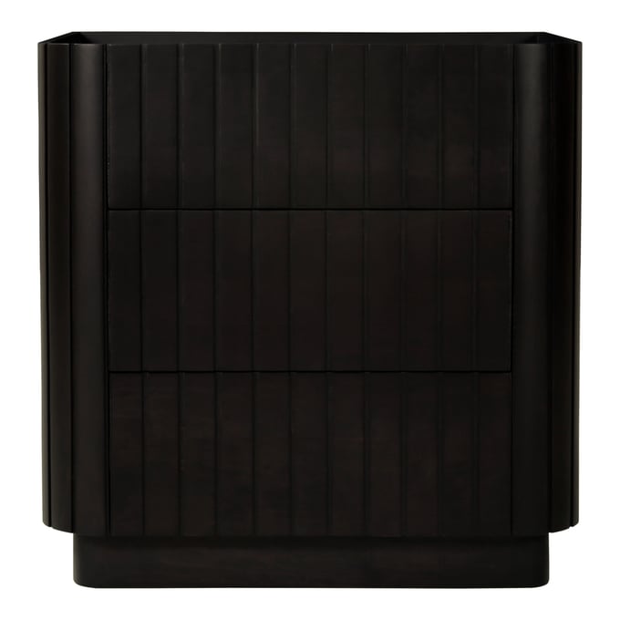 Moes Home Povera Black 3 Drawers Nightstand MOE-JD-1063-02