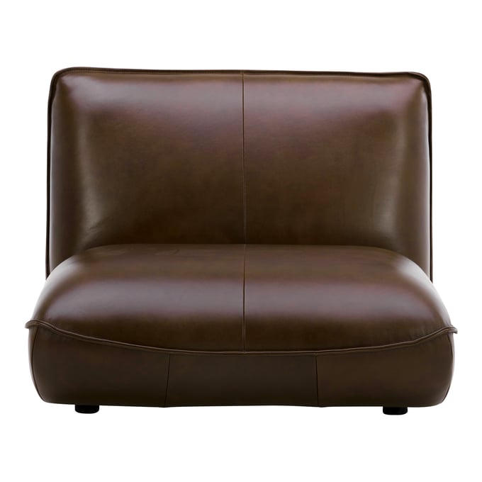 Moes Home Zeppelin Brown Leather Slipper Chair MOE-KQ-1010-03