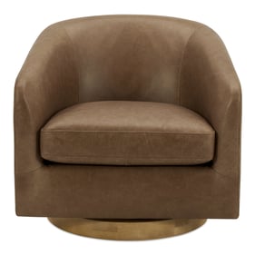 Moes Home Oscy Tan Leather Swivel Chair