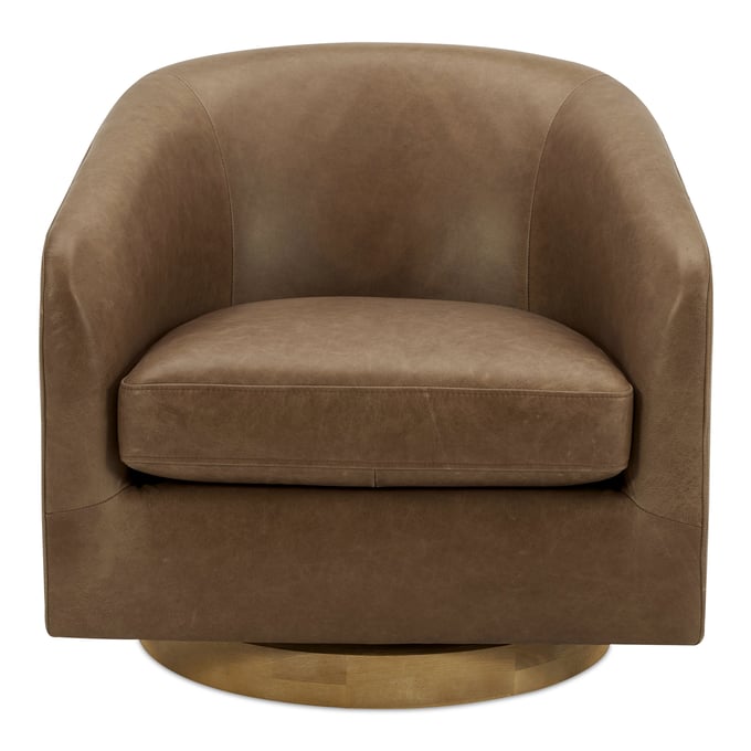 Moes Home Oscy Tan Leather Swivel Chair MOE-KQ-1015-40