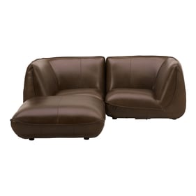 Moes Home Zeppelin Brown Nook Modular Leather Sectional