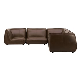 Moes Home Zeppelin Brown L Modular Leather Sectional