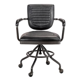 Moes Home Foster Black Leather Swivel Desk Chair