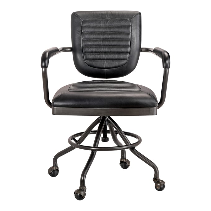 Moes Home Foster Black Leather Swivel Desk Chair MOE-PK-1049-02