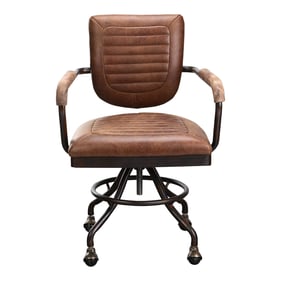 Moes Home Foster Brown Leather Swivel Desk Chair