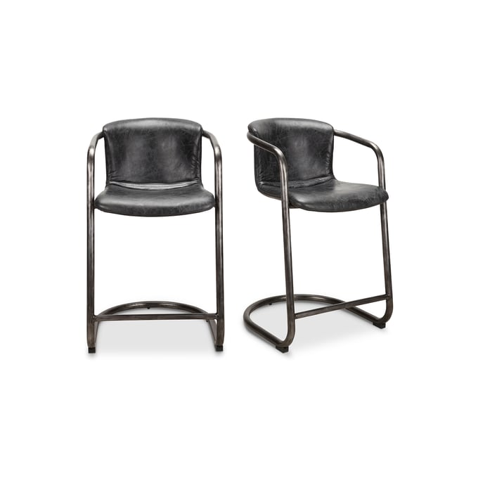 2 Moes Home Freeman Black Counter Stools MOE-PK-1061-02