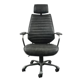 Moes Home Executive Black Leather Swivel Office Chair