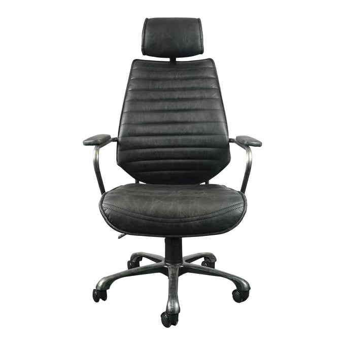 Moes Home Executive Black Leather Swivel Office Chair MOE-PK-1081-02