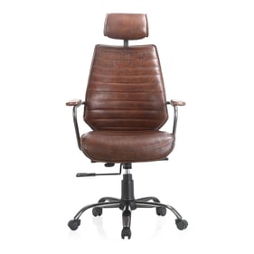 Moes Home Executive Brown Leather Swivel Office Chair