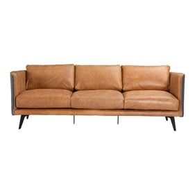 Moes Home Messina Brown Leather Sofa