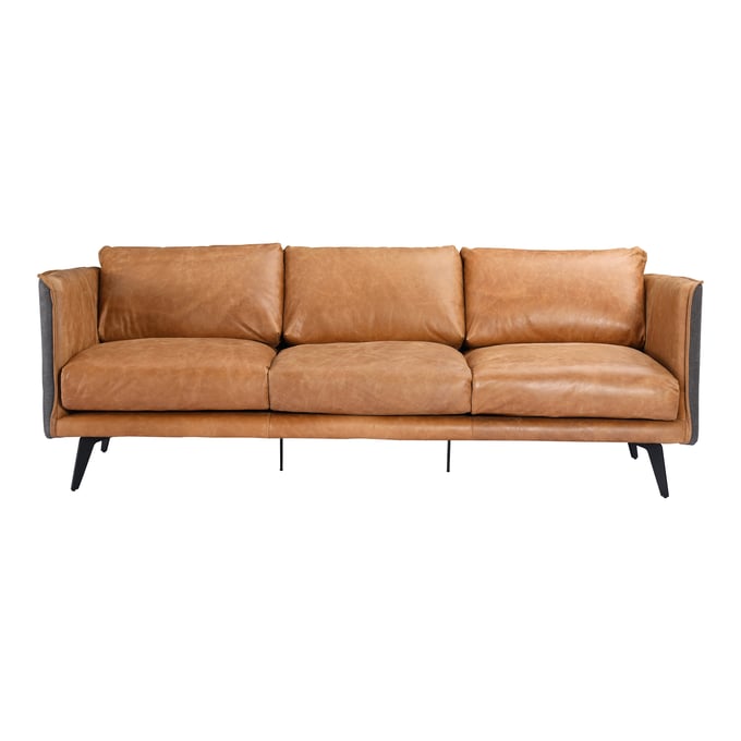 Moes Home Messina Brown Leather Sofa MOE-PK-1097-23