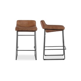 2 Moes Home Starlet Brown Leather Counter Stools