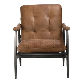 Moes Home Shubert Brown Leather Iron Accent Chair