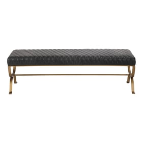 Moes Home Teatro Black Leather Iron Plywood Bench