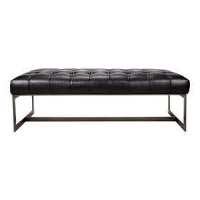 Moes Home Wyatt Black Leather Bench