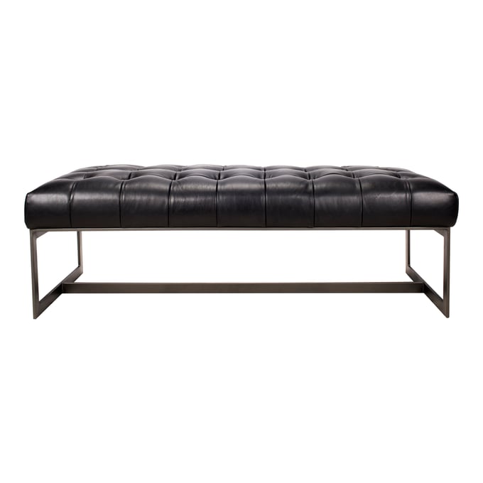 Moes Home Wyatt Black Leather Bench MOE-QN-1002-02