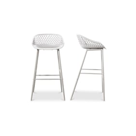 2 Moes Home Piazza White Faux Leather Outdoor Barstools