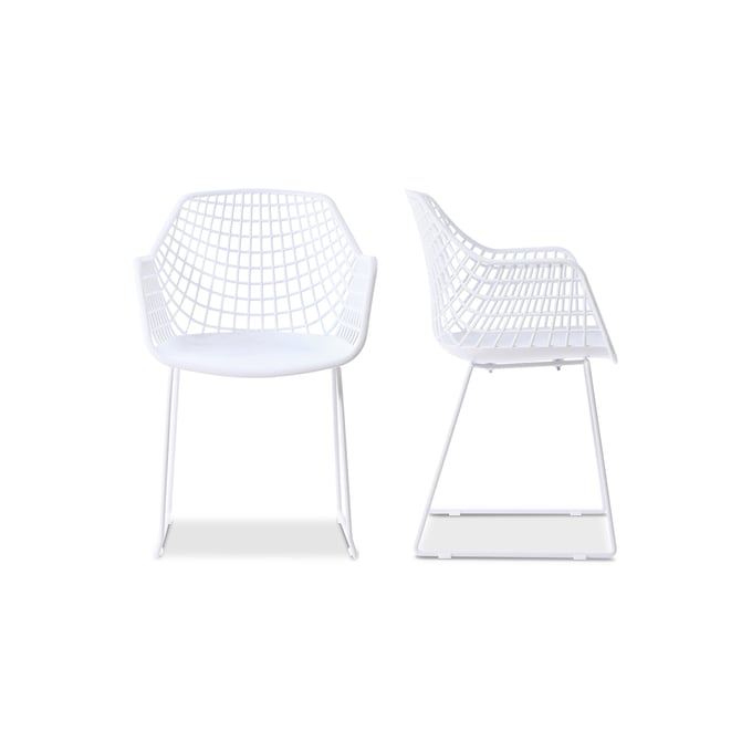 2 Moes Home Honolulu White Plastic Chairs MOE-QX-1007-18