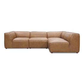 Moes Home Form Tan Leather Signature Modular Sectional