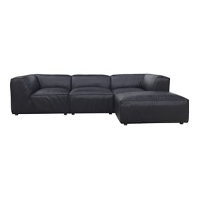 Moes Home Form Black Leather Lounge Modular Sectional