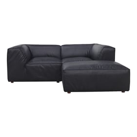 Moes Home Form Black Leather Nook Modular Sectional