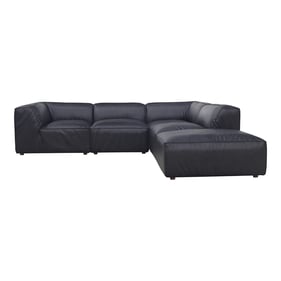 Moes Home Form Black Leather Classic L Modular Sectional